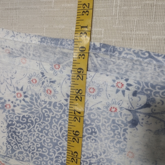 J.Jill Pure Jill Plus Patchwork Print Short Sleeve Linen blend Tee Top Blouse 4X - Picture 7 of 7